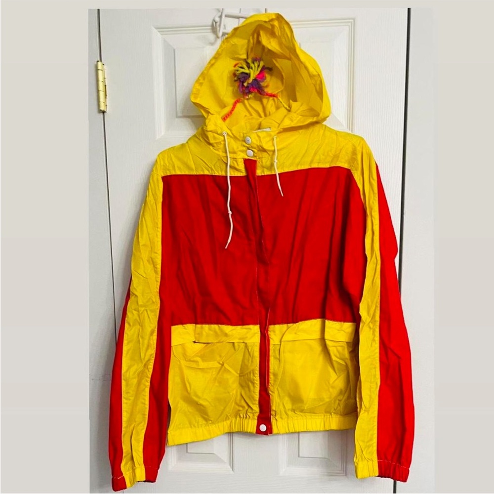 Vintage Izod for Her Yellow and Red Color Block Windbreaker Jacket Medium